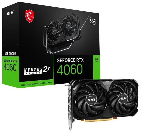 MSI GeForce RTX 4060 VENTUS 2X BLACK OC 8GB GDDR6 DLSS3